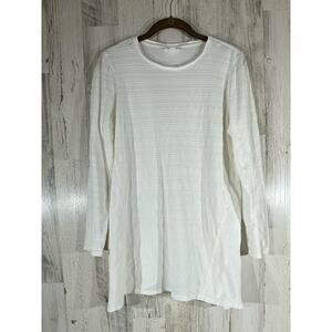 Pure‎ Jill Tunic Size Medium White Textured Ribbed Knit Cotton Long Sleeve